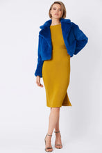 Load image into Gallery viewer, Blue Faux Fur Cropped Coat