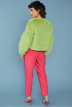 Load image into Gallery viewer, Green Cropped Faux Fur Jacket