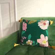 Load image into Gallery viewer, Posy Teal Cushion
