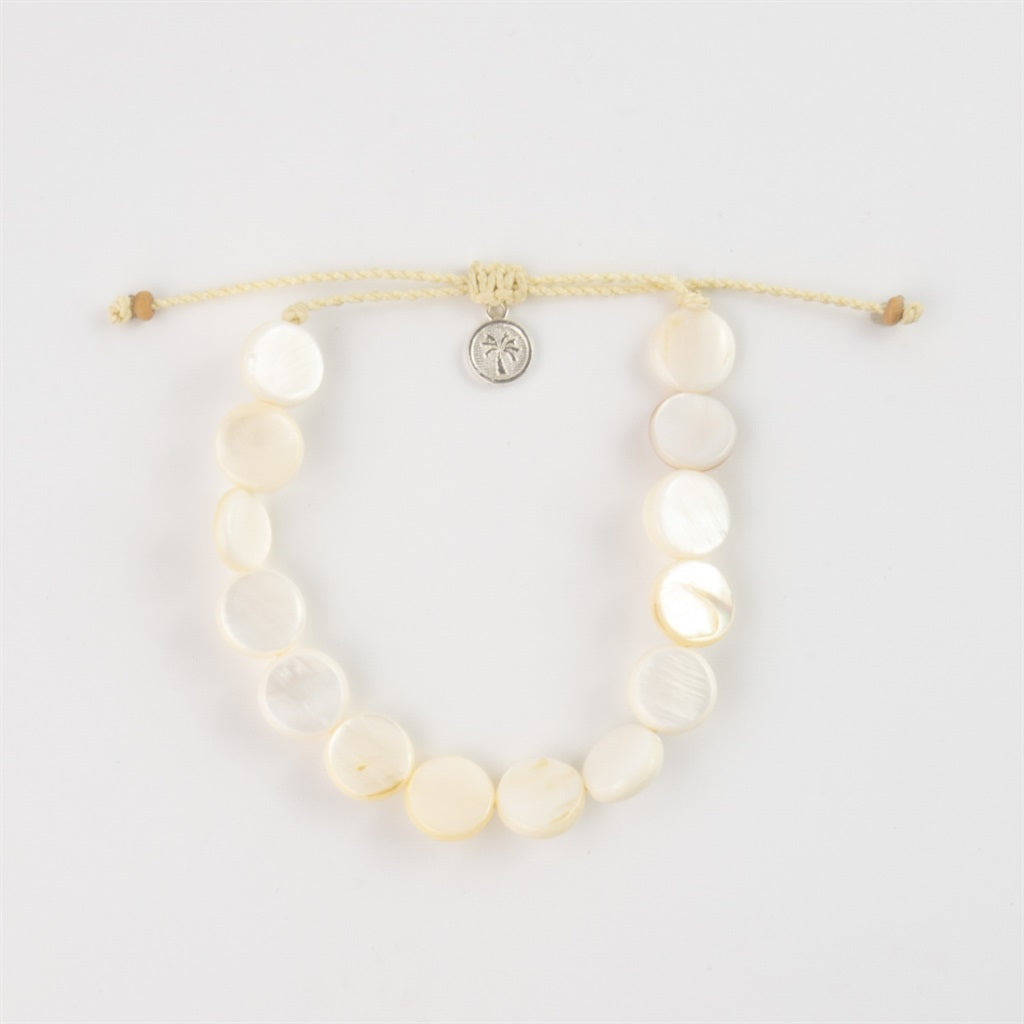 Mother of Pearl Disc Bracelet - White