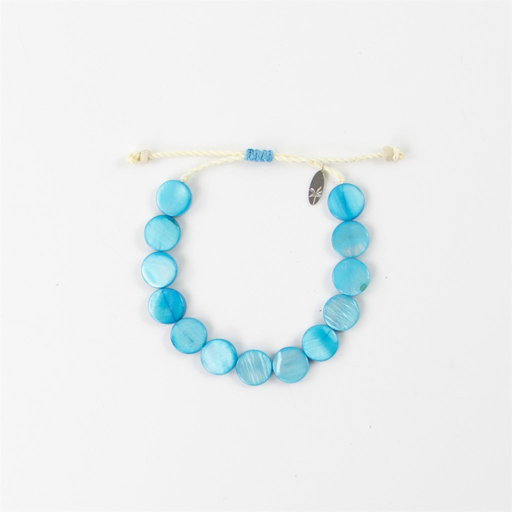 Mother of Pearl Disc Bracelet - Blue