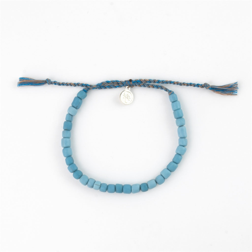 Blue Matte Glass Bead Bracelet