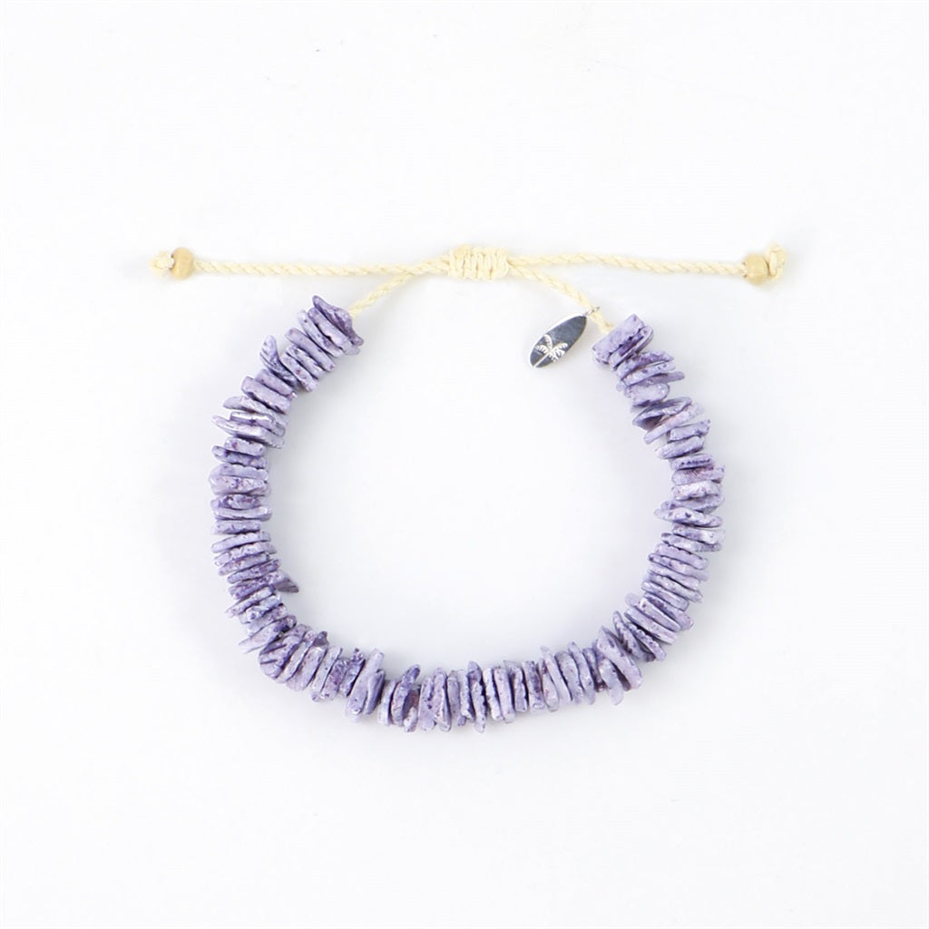 Irregular Shell Bead Bracelet - Purple