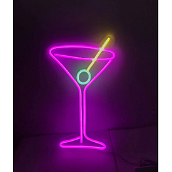 LED Neon Acrylic Box - Martini Glass