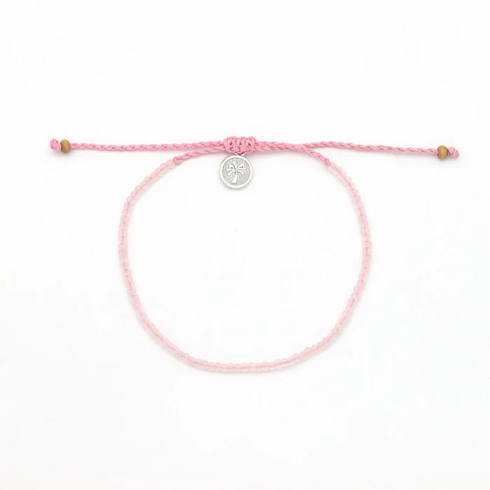 Frosted Glass Beaded Anklet - Pink
