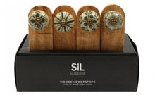 Load image into Gallery viewer, 16.5X5CM GREEN WOODEN DOORSTOP

