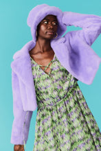 Load image into Gallery viewer, Purple Faux Fur Cropped Jacket
