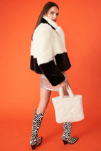 Load image into Gallery viewer, Bamboo Faux Fur Two Tone Double Cropped Coat
