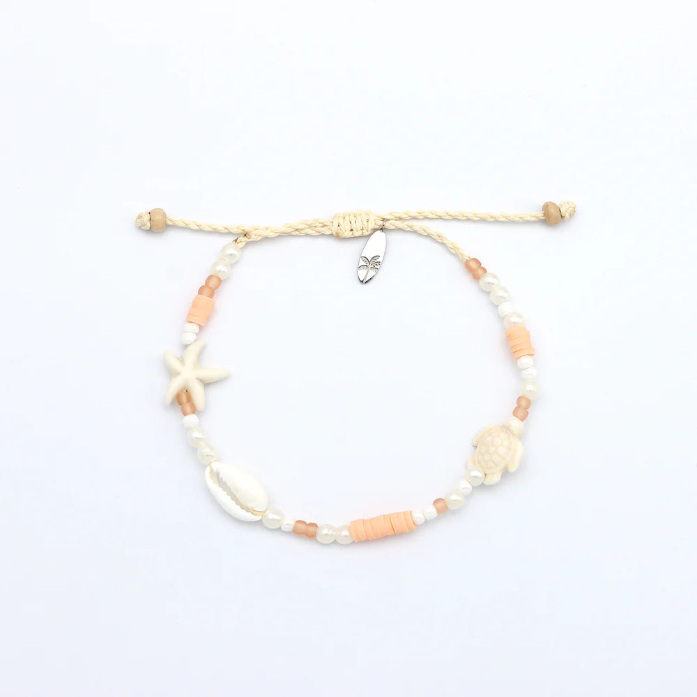 Sagara Hati Beaded Charm Bracelet - Coral