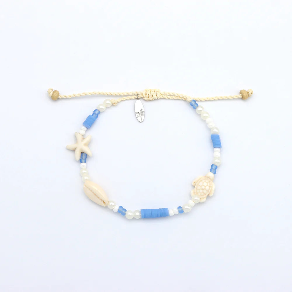 Sagara Hati Beaded Charm Bracelet - Blue