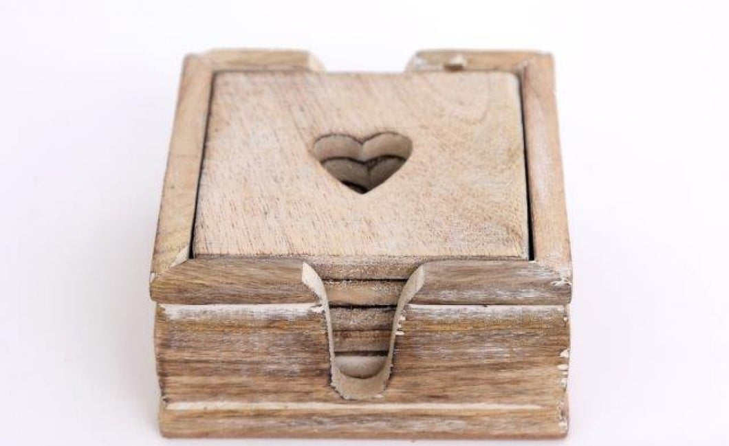Wooden Heart Coasters Set of 6