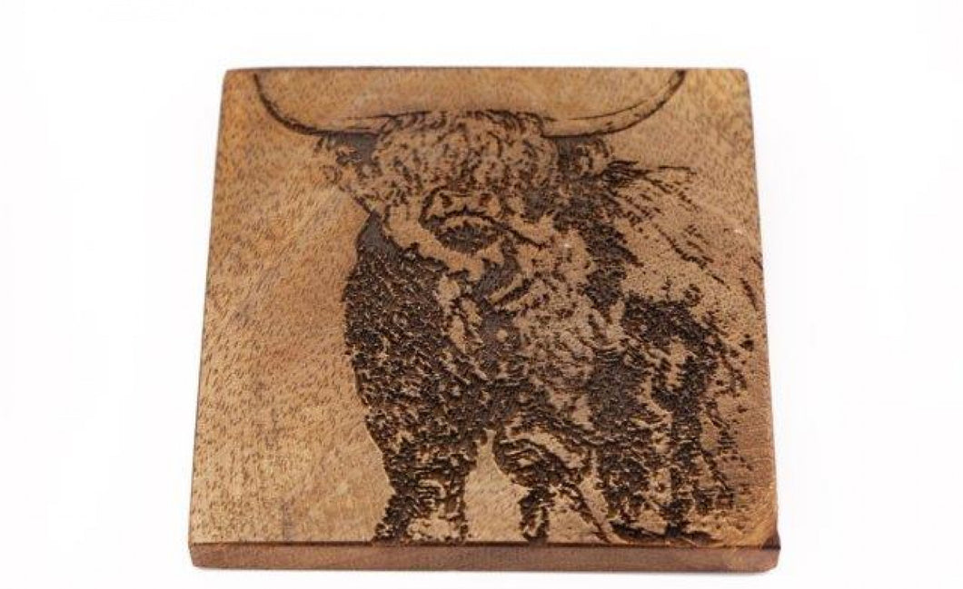 S/4 Engraved Cow Coasters