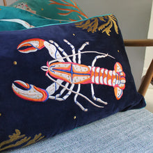 Load image into Gallery viewer, Coral Velvet Lobster Cushion
