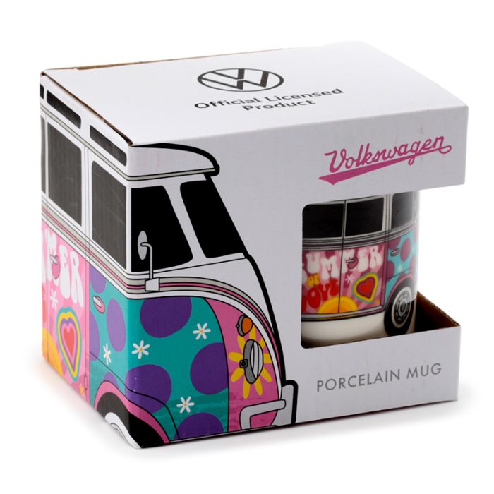 VW Pink Camper Bus Summer Porcelain Mug