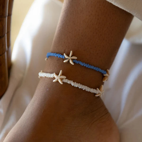 Tidepool Starfish Anklet - White