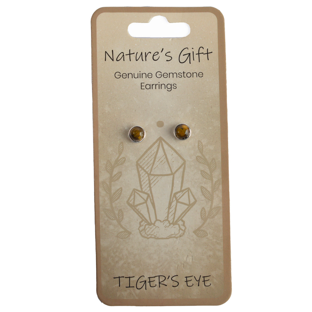 Nature's Gift Stud Earrings Tiger Eye