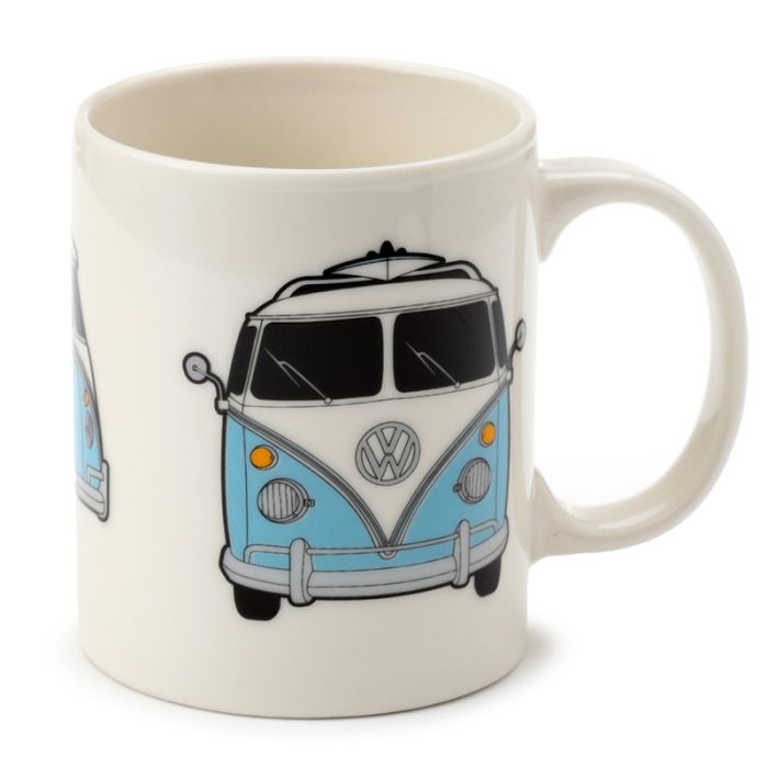 VW Camper Bus Blue Surf Porcelain Mug