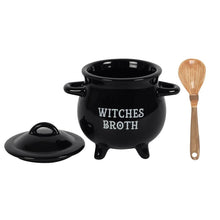 Load image into Gallery viewer, Witches Broth Cauldron Soup Bowl With Broom Spoon
