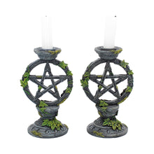 Load image into Gallery viewer, Wiccan Pentagram Candlesticks (Set of 2)
